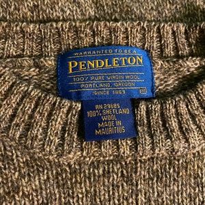 Mens Pendleton 100% Shetland Wool brown, tan sweater